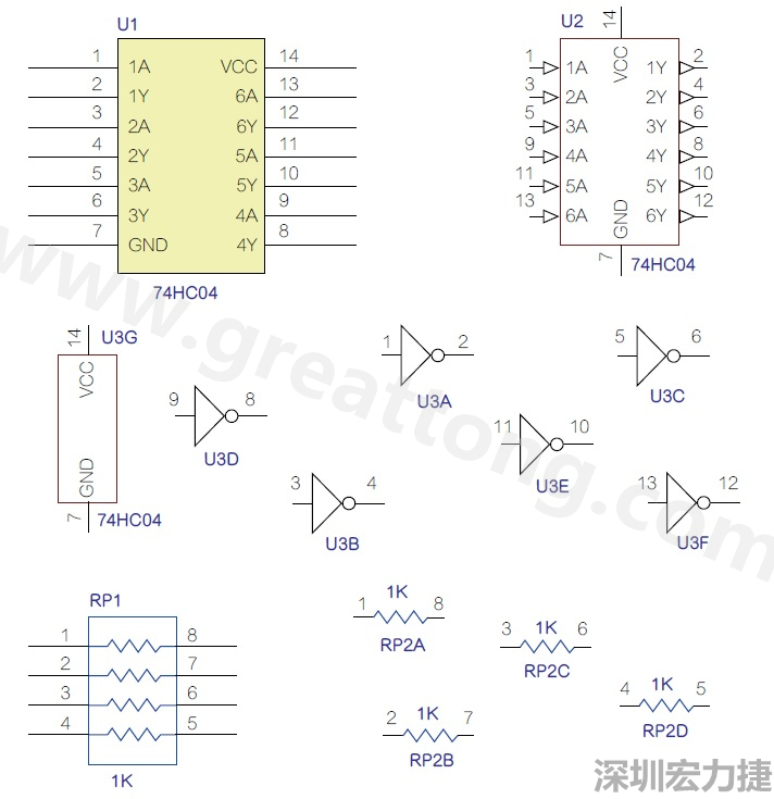 圖1 半導(dǎo)體元件供應(yīng)商所畫的電路圖符號(hào)是模擬元件的接腳圖，而非訊號(hào)流程。